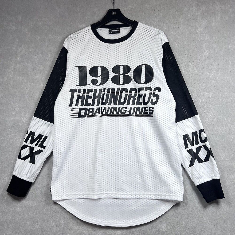 The Hundreds 1980’s Drawing Lines T Shirt Men’s Large Black Crewneck Jersey Tee